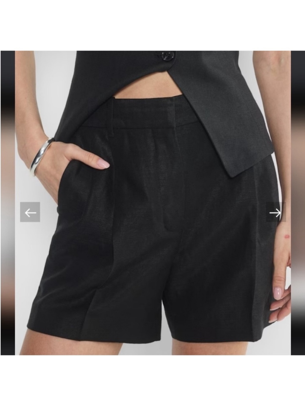 Aritzia Wilfred Women’s Labyrinth Linen Blend Shorts Pleated Black Sz.4 Edgy